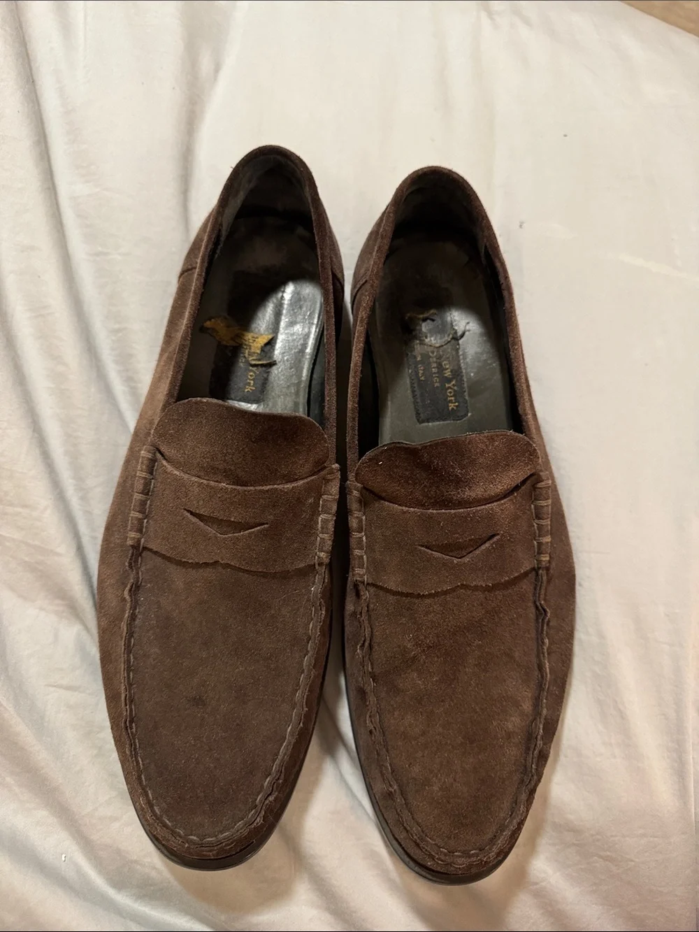 To Boot Brown Suede Penny Loafers - Men's Slip-On